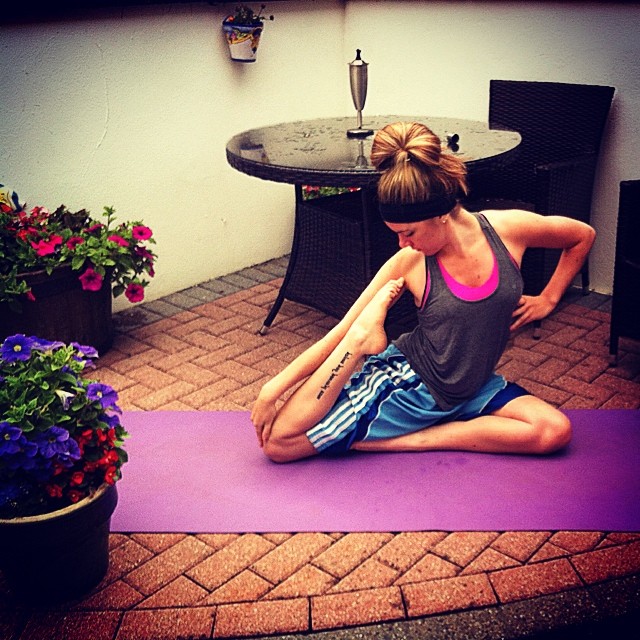 Attempted instagram yoga pose, outside and in the open! (ok in my back garden)
